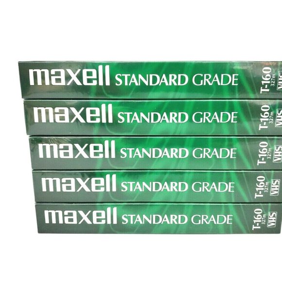 Maxell Standard Grade (8 Hours) Video Cassette T-160 Blank Tape NEW Lot of 5 - Picture 2 of 12